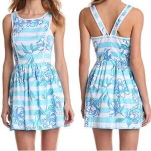 Lilly Pulitzer mini Dress 8 Sandrine Shorely Floral Pearl Trim Pockets coastal